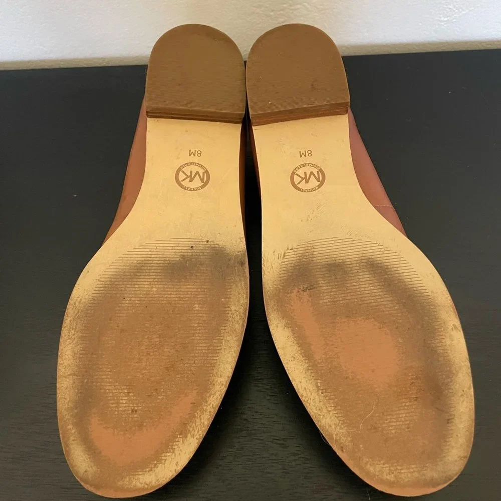 50% OFF SALE!!! MICHAEL KORS Brown Leather Loafers with Gold Detailing - Picture 3 of 5